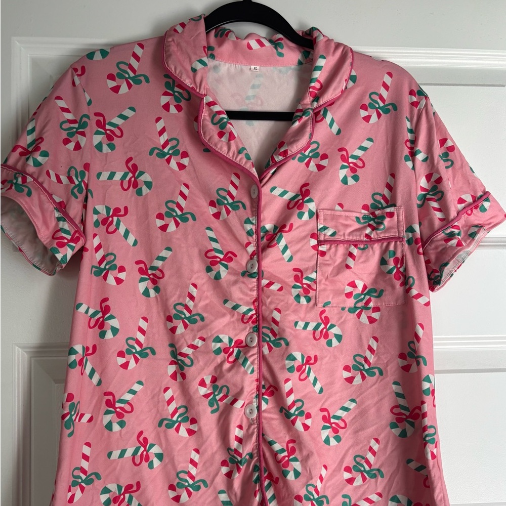 Viral Pink Candy Cane Pajama Set